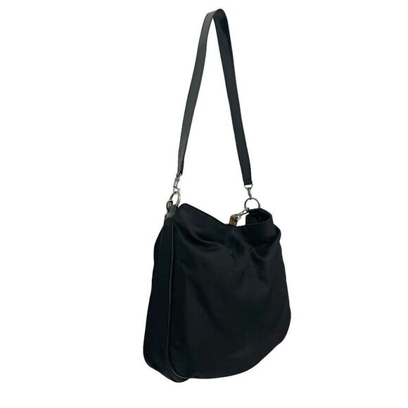 Gucci Bamboo Handle Black Nylon Two Way Shoulder Bag Authentic w Serial # - Picture 10 of 14